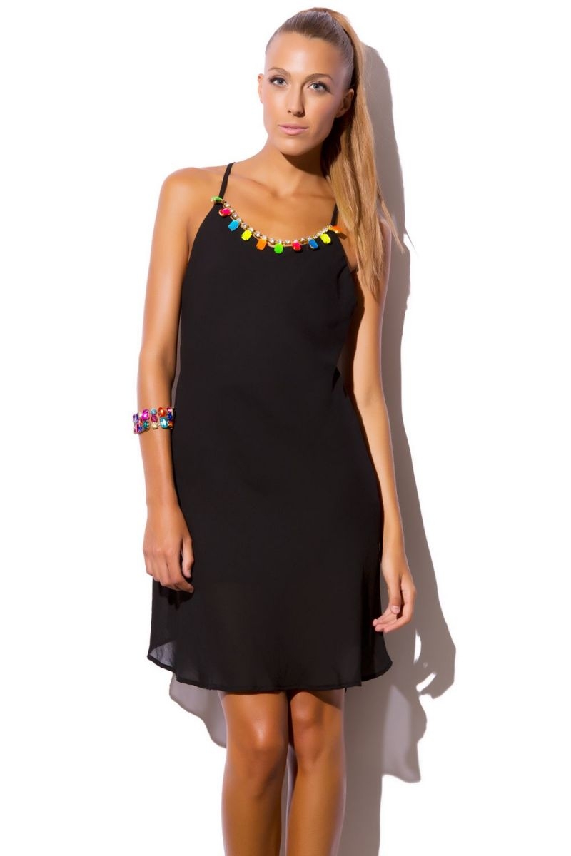 Vestido Negro Vestido Negro Asimétrico Tiras Espalda2